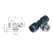 Afbeeldingen van Adjustable male pusht to connect T fittings in nickel-plated brass AIGNEP 55216