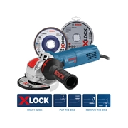 Image de Set of angle grinder GWX 9-125 S PROFESSIONAL BOSCH with 10 cutting discs 115 x 1 and 6 discs X-LOCK