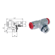 Afbeeldingen van Male adjustable push to connect T fittings in nickel-plated brass AIGNEP 50216