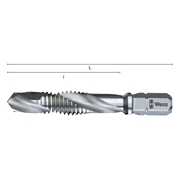 Afbeeldingen van Combined threaded-drilling tap bits with hexagonal drive 1/4" WERA 847 HSS