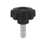 Afbeeldingen van Lobe knobs 6 lobes in technopolymer male thread WRK