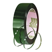 Image de Heat sealable plastic straps in polyroylene PET green knurled