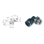 Afbeeldingen van Adjustable male push to connect L fittings in technopolymer AIGNEP 50116