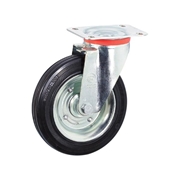 Afbeeldingen van Black rubber wheels in sheet metal with support TELLURE RÔTA