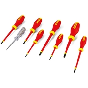 Afbeeldingen van Set of VDE 1000 Volt insulated screwdrivers  for slotted and PH screws WODEX WX4350/S7 - WX4350/S8